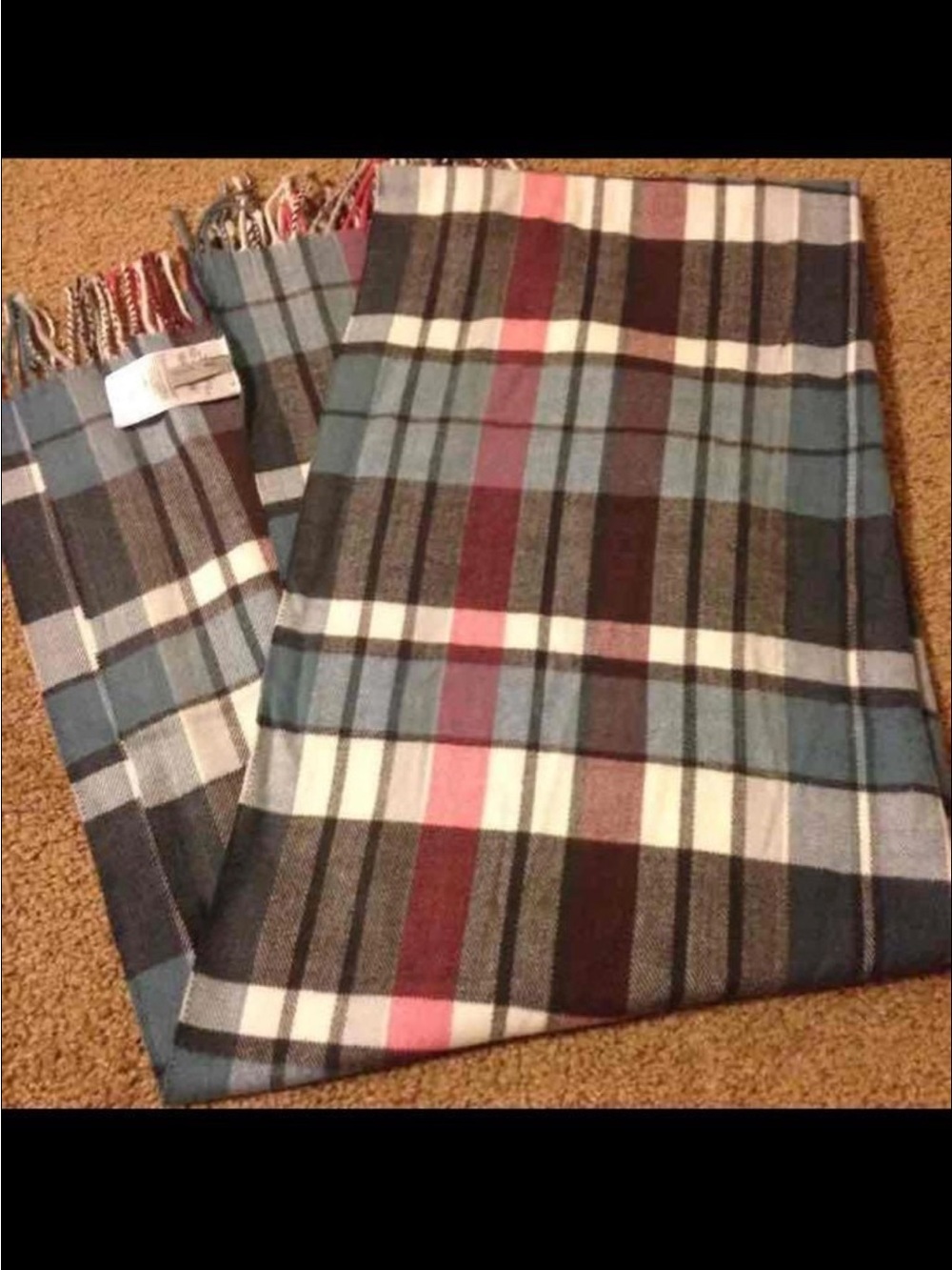 GAP Plaid Scarf in Blue, Gray, White and Pink